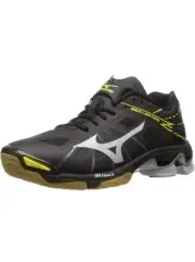 Mizuno Wave Lightning Z Black Silver Yellow Womens Traction Volleyball Shoes 9.5