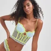 For Love And Lemons Neon Dottie Bustier Blue/ Neon XL NEW
