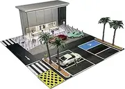 Car Garage Protective Organizer Scene 1:64 Car Dioramas Parking Lot Led Lights Vehicle Display Collection Display Car Store Models Simulation Parking lot Mode(710034)
