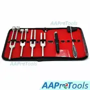 6 pcs Set Tuning Fork C128 C 512 C256 C1024 + Reflex Taylor Hammer & Penlight