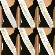 Maid Of Honour White Gold Hens Party Sash Sashes Bride Night Party Bridal Wedding Bridesmaid Bachelorette
