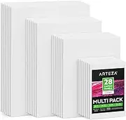 Arteza Canvas Boards for Painting, Multipack of 28, 5x7, 8x10, 9x12, 11x14 Inches, Blank White Canvas Panels, 100% Cotton, 8 oz Gesso-Primed, Art Supplies for Acrylic Pouring and Oil Painting