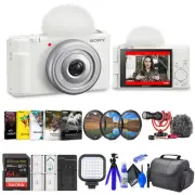 Sony ZV-1F Vlogging Camera (White) (ZV1F/W) + Filter Kit + 64GB Card + Corel