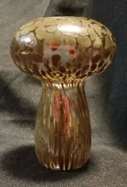 ALESSANDRO COPPOLA Made In Italy Art Glass Brown/Clear Mushroom Paperweight