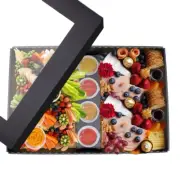 100 X Black Kraft Disposable Catering Grazing Boxes Trays With Lids