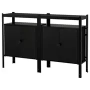 BROR shelving unit with cabinets, black, 170x40x110 cm