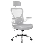 ALFORDSON Mesh Office Chair Executive Computer Gaming Fabric Seat White Grey