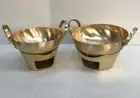Thai Traditional Wok Brass & Stove Burner Set for Food Dessert Katathong Size S