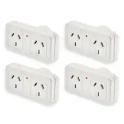 4x Sansai Right Hand Standard 10A Flat Panel Double Adaptor/Adapter AU/NZ Plug