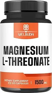12% Purified Magnesium L-Threonate Capsules - 1500 Mg - 120 Capsules - Providing 180mg Elemental Magnesium L-Threonate