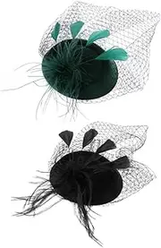 [FRCOLOR] 2Pcs Mini Top Hat Headband with Veil Lightweight Wedding Fascinator Stylish Headpiece for Tea Parties Cocktail Events and Themed Occasions