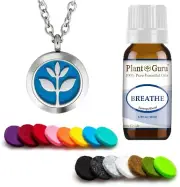 Essential Oil Diffuser Necklace Pendant Aromatherapy Set With Breathe Blend