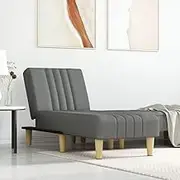 Dark Grey Fabric Chaise Longue for Living Room, Convertible Reclining Sofa with Adjustable Positions, 140cm Width