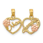 14K Two-Tone Mom - Daughter Break-Apart Hearts Pendant