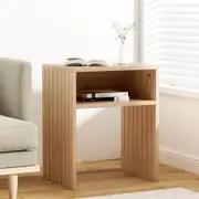 43CM Artiss Coffee Table Storage Shelf Fluted Side Pine