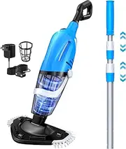 Cordless Rechargeable Pool Vacuum with Telescopic Pole, Handheld Pool Cleaner with 1.5H Fast Charge, 80Mins Runtime, Pool Algae Vacuum Cleaner for Above Ground Inground Pool, Hot Tub, Spa