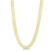 14k Yellow Semi Solid Gold Miami Cuban Link Chain Necklace, Width 9mm