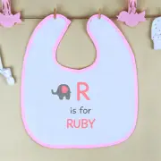 Elephant Personalised Girls Bib