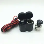 12V USB Motorcycle Charger Cigarette Lighter Power Socket Outlet Switch Blue LED
