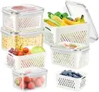5 PCS Fruit Storage Containers for Fridge, Food Container Sets with Removable Co