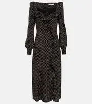 [Alessandra Rich] Alessandra Rich Polka-dotted silk midi dress AU 6 black