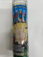 THE MOST POWERFUL HAND UNSCENTED GREEN PILLAR CANDLE IN GLASS (MANO PODEROSA)