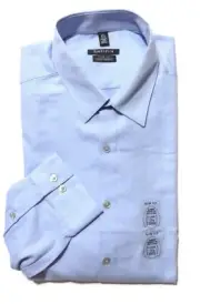 New Van Heusen Men's Slim Fit Fresh Defense Dress Shirt Danish Blue 17.5" 32/33"