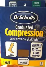 Dr. Scholl's Graduated Compression Unisex Open Toe Post-Surgical Socks 20-30 Bei