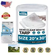 Versatile 20x30 Waterproof Tarp - Semi Clear for Greenhouse, Camping, and More