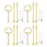 4 Set Cake Tray Stand Handle Plate Hardware, 3-Tiers Mini Sunflower Gold