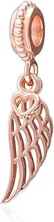 [YiRong Jewelry] 925 Sterling Silver Angel Wing Charm Heart Charm Fit Pandora Charm Bracelet Rose Gold