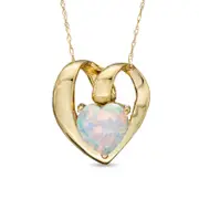 7.0mm Heart-Shaped Simulated Opal Pendant in 10K Yellow Gold
