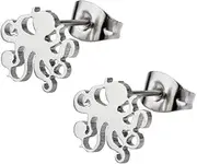 [BodyJewelryOnline] Octopus Ear Studs - Pair of Laser Cut Studs 22Ga 316L Steel - Cartilage, Rook, Daith