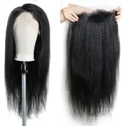 Kinky Straight Lace Front Wig 13x4 Hd Pre Plucked Yaki Straight Human Hair