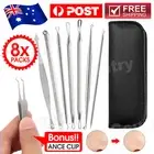 8Pcs Set Blackhead Extractor Tool Remover Pimple Blemish Comedone Kit Acne Clip