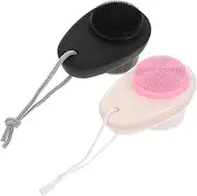 SOESFOUFU 2pcs Double Sided Facial Cleansing Brush Soft Manual Face Scrubber for Deep Cleaning Portable Bathroom Supply Skin Friendly Material present for Friends and Family