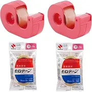 Nichiban CT18DCR-S2PN2P Cello Tape, Small Roll, 0.7 inches (18 mm), Cutter Included, 2 Pieces, Straight Cut, 4 Replacements, Includes 4 Rolls