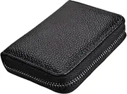 [EZONEDEAL] Wallet for Men, Leather Credit Card Holder Zipper Wallet with 20 Card Slots, Card Cases with ID Window for Men Women, Front Pocket Wallet with RFID Blocking, Cards Holder Wallet