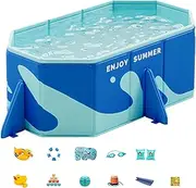 Folding Pool - Dog Swimming Pool Non Inflatable,Non-Slip Non Inflatable Wading Bath Tub, Portable Dog Grooming Supplies for Pets All Breeds Boys Girls Family Fun