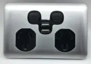 Double USB Port 3 Pin Electrical Power Point Socket Outlet Slim GPO Silver Black