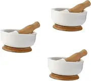 Ciieeo 3pcs Food Masher and Bowl Set Ceramic Grinding Bowl Pestle Ricer Spice Grinder Safe Healthy for Boys and Girls