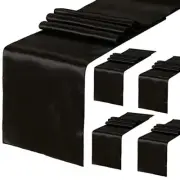 5 Pack Black Table Runners 12 x 108 Inches Long 12x108-5 Pack Satin Black