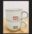 Hearth & Hand Magnolia (2) 8oz Stacking Mugs Morning Beautiful Morning Handsome