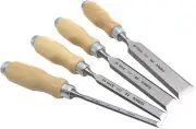 NAREX Bevel Edge Chisel Set with Wooden Handles, Set of 4 Pcs