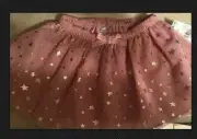 Sparkly Fancy Toddler Pink Skirt/Gold Stars - Size 12M or 24M- NWT