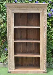 Reclaimed Timber Carved Statement Display Cabinet Book Case Storage Shelf Rustic