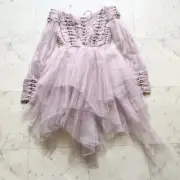 Zimmermann Rhythmic Tulle Mini Dress Pink Pearl Embellished Size S NWT F/S