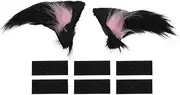 X AUTOHAUX Motorcycle Helmet Accessories Decoration Nekomimi Ears for Motorcycle Bicycle Skiing Helmets Black Pink Plush Stickers 1 Set