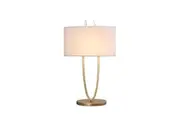 Gina Modern Fabric Shade Metal Table Lamp Light Gold / White