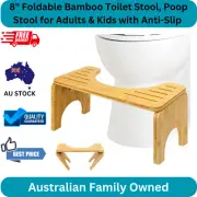 8" Foldable Bamboo Toilet Stool, Non-Slip Poop Stool for Adults & Kids, Natural